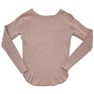 Bohme Essentials Waffle Knit Top Womens Small Pink Long Sleeve Cozy